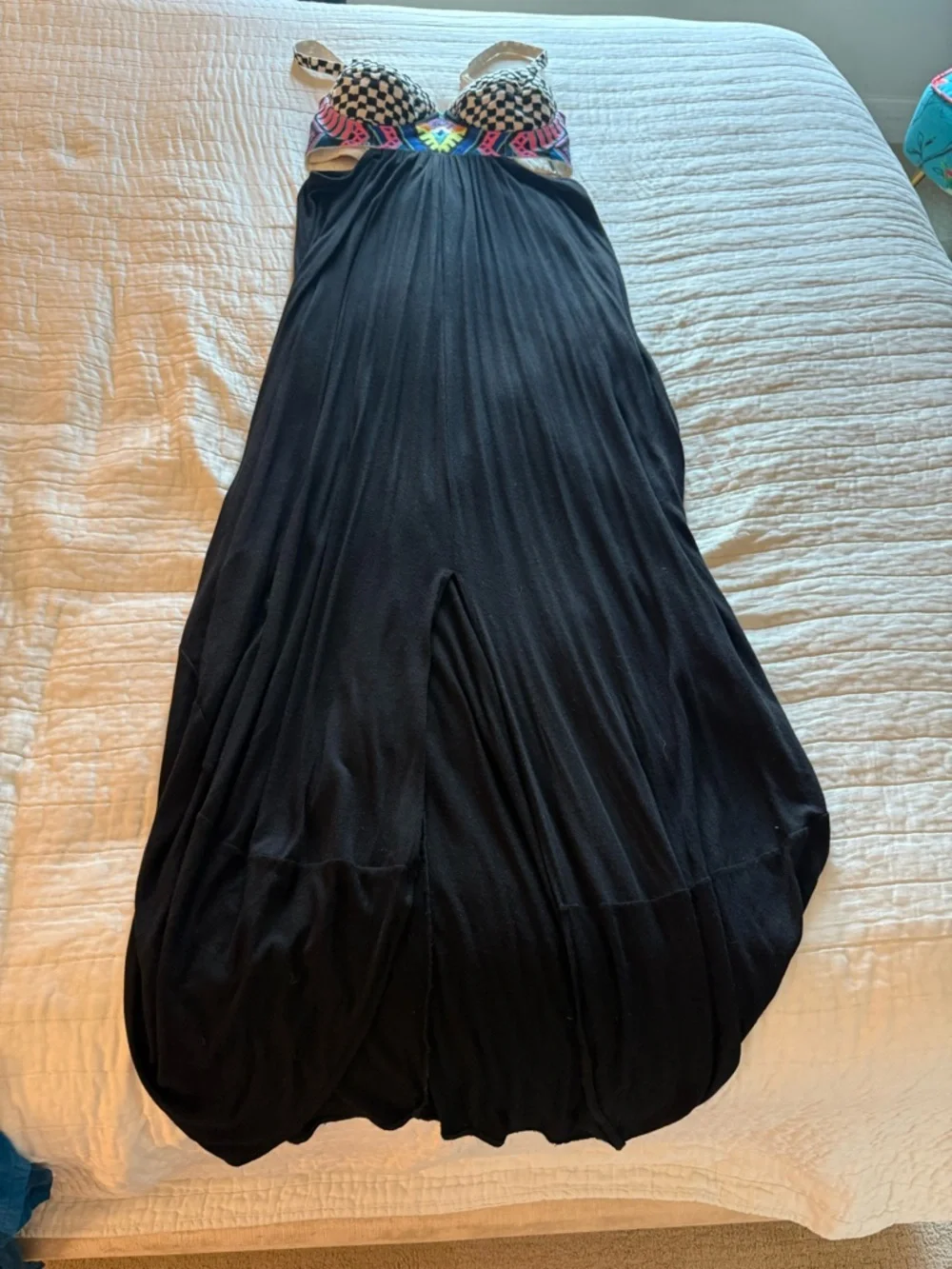 Mara Hoffman Embroidered Cutout Maxi Dress Black Multicolor Bustier Size Medium - Picture 11 of 11